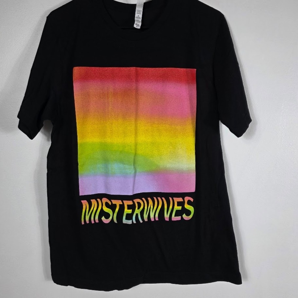 MisterWives Concert Tee Men Size M Black Rainbow‎ Graphic Band Shirt Tour Merch